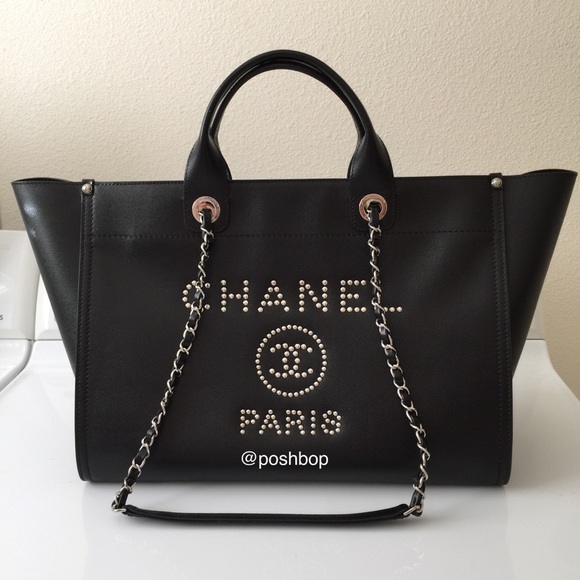 CHANEL Handbags - CHANEL All-Leather Studded Deauville Tote
